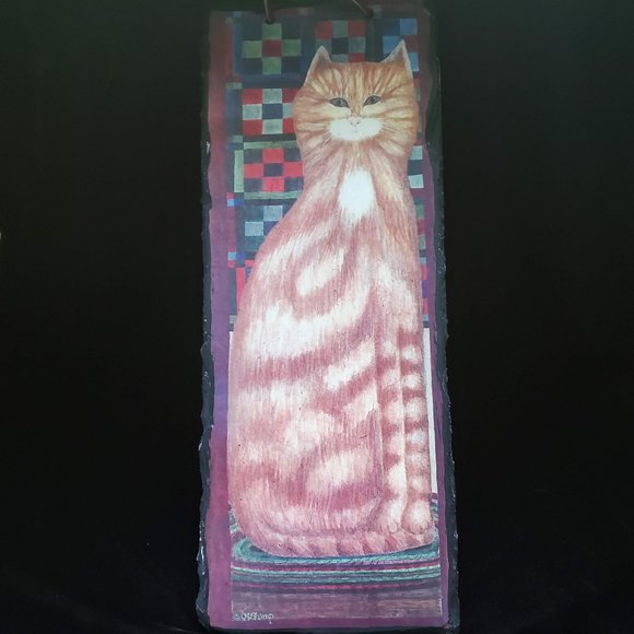 Wall Decor Cindy Shamp Folk Art Orange Tabby Cat Hanging Slate Poshmark